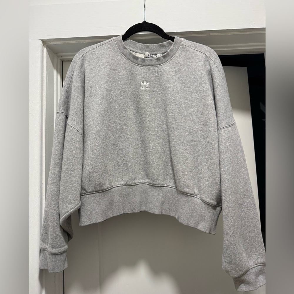 Adidas Women’s Gray Cropped Sweatshirt, Medium